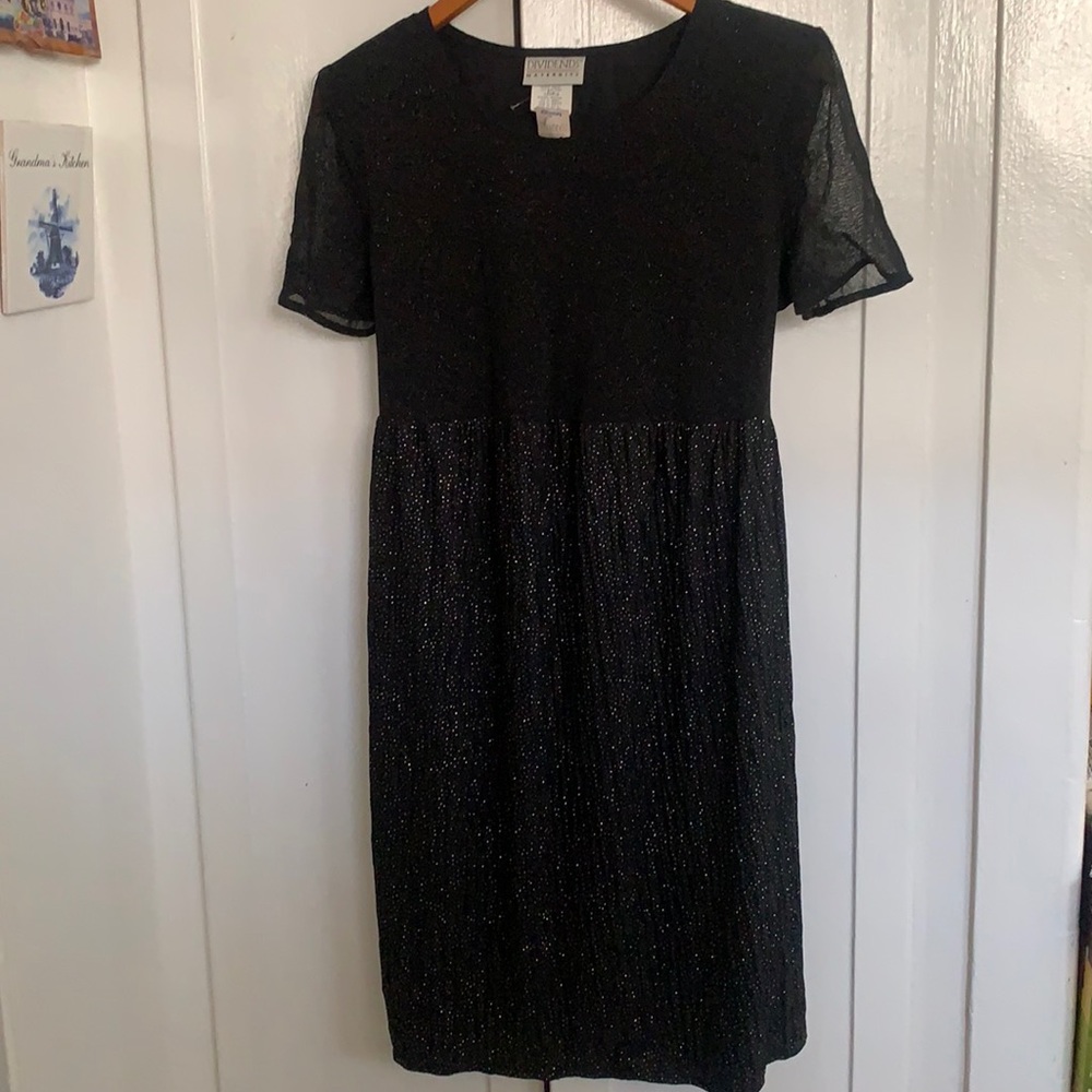 NEW DIVIDENDS MATERNITY BLACK DRESS SILVER METALLIC THREADS NEW WITH TAGS SZ 8